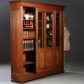 Grote boekenkast met schuifdeuren Hollands ca 1890 eikenhout (No.921330)