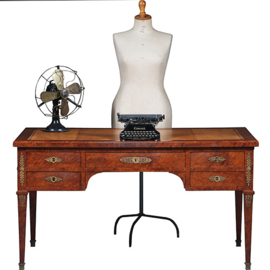 Chique Napoleon III bureau plat ca 1870 Thuyawortel en goud gestempeld  leer (No.283045)