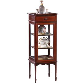 Vierkant display cabinet of vitrine met een kleine lade ca 1890 mahonie ingelegd (No.973115)