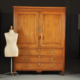 Antieke kast / Blond eikenhouten Hollands Louis Seize kabinet ca. 1790 (No.450215)