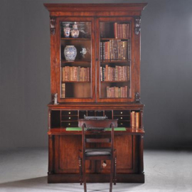 Antieke kast / boekenkast /servieskast met secretaire-lade (No.941011)