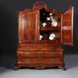 Antieke kast / Groot Hollands rococo kabinet ca. 1760 mahonie (No.652521)