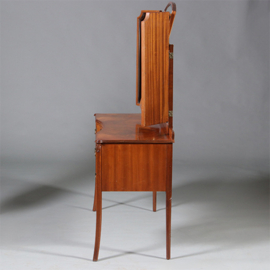 Engelse elegante Art Deco kaptafel met facet geslepen drieluik-spiegel ca 1920 (No.211910)