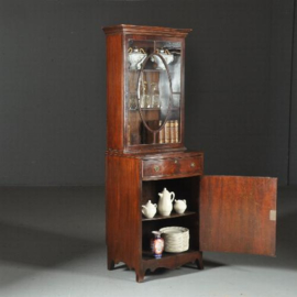 Antieke kast / Engelse boekenkast  / servieskast donker mahonie ca. 1920 ondiepere bovenkast (No.522353)