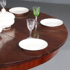 Antieke tafel / Grote ronde strakke biedermeier coulissetafel ca. 1830 voor 8 tot 14 personen (No.640859Z)