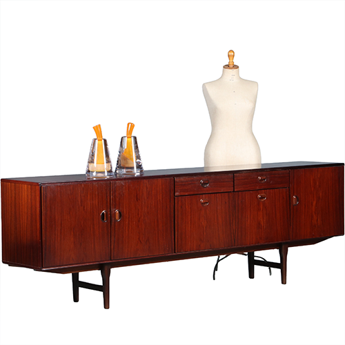 Vintage Dressoir door Fristho in palissander met grote bar  2 laden en 3 deuren ca 1965 (No.301860)