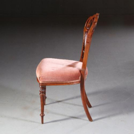 Antieke stoelen / Stel van 6 laat Victoriaanse mahonie  eetkamerstoelen  ca. 1890 met bewerkte kroon Incl. stoffering naar wens (No.681438)