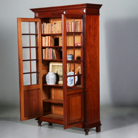 Strakke hoge boekenkast in mahonie planken verstelbaar  ca. 1885 (No.452445)