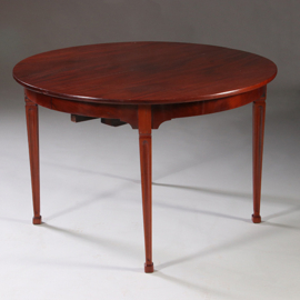 Hollandse smalle coulissentafel Louis Seize ca 1800 in mahonie op tapse poten (No.922850)