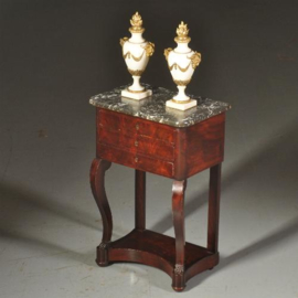 Antieke kast / Kleine trumeau of commode ca. 1825 met drie laden  en geaderd grijs marmer (No.511859)