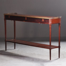 Antieke bijzettafels / Wandtafel of sidetable ca. 1890 in mahonie met bronzen randje (No.942854)