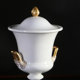 Antiek Varia / Stel van 2 grote deksel coupes wit porselein met goud Rosenthal ca 1910 (No.840176)