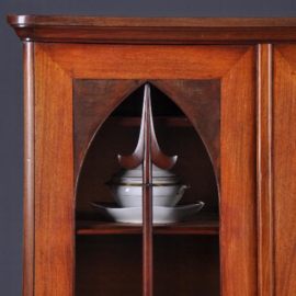 Antieke kast / Boeken kast met pijlen Empire / biedermeier ca. 1820 uitneembare gordijnen (No.200398)