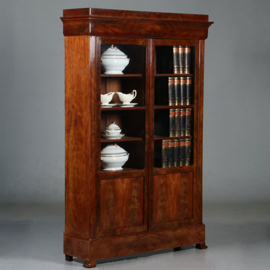 Strakke Boekenkast vroeg biedermeier ca 1820 mahonie indeling flexibel (No.461515)