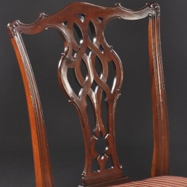 Antieke eetkamerstoelen / stel van 8 brede comfortabele Chippendale stoelen ca. 1900 (No.700101)