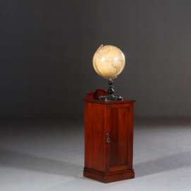 Antieke kast / Strak Engels mahonie nachtkastje ca.1860 met kleine opstand (No.681436)