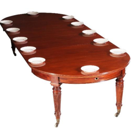 Antieke tafel / Dubbele Wind out table 3,66 m.lang ca. 1850 met 4 originele inlegbladen én slinger (No.622424)