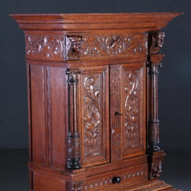 Antieke kast / Hollands tafelkastje / Hollands tafelkastje / Rariteitenkabinetje ca. 1875  eiken met zwarte accenten (No.640852)