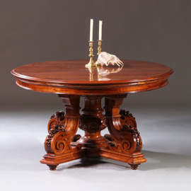 Ruim 5 m lange Willem III Eetkamertafel of vergadertafel ca 1870  te vergroten tot 22 personen (No.932630)