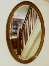 Antieke spiegels / mahonie spiegellijst met facet geslepen spiegel (No.80142)