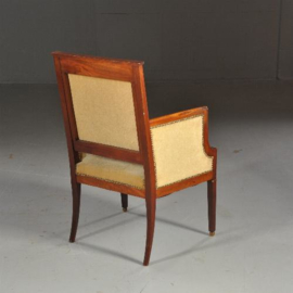 Antieke stoelen / stel van 2 Empire stijl  armstoelen periode seconde empire ca. 1860 in mahonie met brons (No.450222)