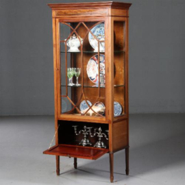 Antieke kast / Vitrinekast met deur en klep bekleed interieur ca. 1900 (no.732513)