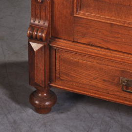 Antieke kast / Strakke Hollandse twee-deurskast ca. 1890 met verstelbare planken (No.950459)