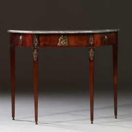 Wandtafel eind 18e eeuw  mahonie brons  grijs geaderd marmer blad   (No.951420)