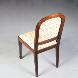 Antiek stoelen / stel van 2 Art Deco stoelen mahonie met bekleede rug en zitting met  inlegwerk ca. 1915 (No721329)