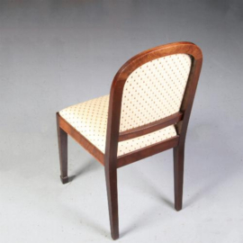 Antiek stoelen / stel van 2 Art Deco stoelen mahonie met bekleede rug en zitting met  inlegwerk ca. 1915 (No721329)&