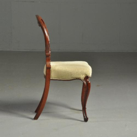 Antieke stoelen / Stel van 4 zeer fijn gestoken Victoriaanse stoelen ca. 1870 in lichte rib-velours (No.440312)