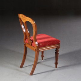 Antieke stoelen / Stel van 6 vroeg Victoriaanse mahonie  eetkamerstoelen  ca. 1870 met viool-vormige rugregel Incl. stoffering naar wens (No.681422)