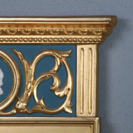 Antieke spiegels /  Zweedse spiegel in goud en blauw Gustavian stijl ca. 1950 (No.782321)