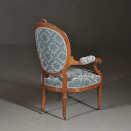 Antieke stoelen / Stel van 2 identieke armstoelen H. Pander & Zn  ca. 1890 in oude velours notenhout (No.491753)