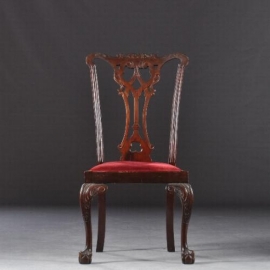 Antieke stoelen / Stel van 8 eetkamerstoelen waarvan 2 met armleuningen deels  1910 in mahonie incl. stof naar wens (No.811051)