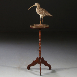 Antieke wijntafel / bijzettafels / Gueridon ca 1900 in noten met opengewerkt messing hekje (No.880210)