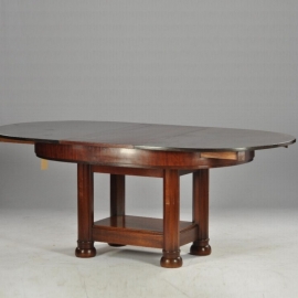 Antieke tafel / Franse art deco Coulissentafel in mahonie met  twee authentieke inlegbladen max 2,5 meter lang. (No.462701)