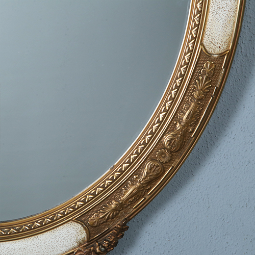 Ovale spiegel in goud met wit en met fraaie kroon Gebr. Koch ca. 1900 (No.290832) - 1,06 m. Hoog