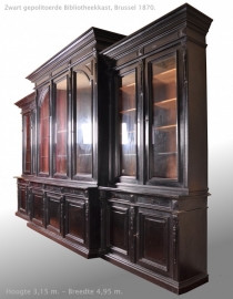 Antieke kast / Breakfront Boekenkast zeer groot ca. 1870 met 14 deuren en 7 laden 3,15 hoog - 4,95 breed (No.77172)