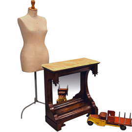 Smalle Trumeau met verdekte lade en spiegel ca 1840 mahonie (No. 991960)