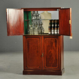 Antieke kasten / Mahonie cocktailbar jaren '50 met spiegel en binnenverlichting (No.200268)