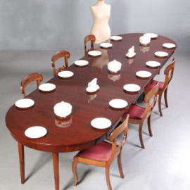 Antieke tafel / Smetteloze coulissentafel 16 personen Biedermeier ca. 1825 mahonie (No.693033)