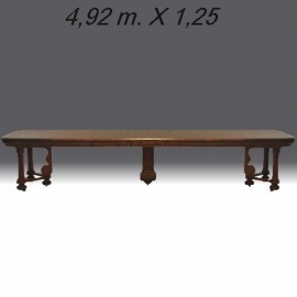 Antiek tafels / Majestueuze gerestaureerde antieke Franse coulissentafel ca. 1875 tot 3.92 m. lengte (No.753201)
