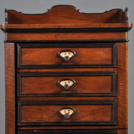 Antieke kast / Klein Hollands Willem III archiefkastje Gebr. Horrix ca. 1870 notenhout (No.430611)