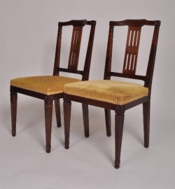 Antieke eetkamerstoelen / stel van 6 Hollandse Louis Seize stoelen ca. 1900  (No.87110)