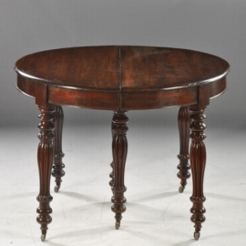 Antieke tafel / Coulissentafel Frankrijk met paraplupoot ca. 1860  - 3,80 m. lang met vijf inlegbladen (No.600242)