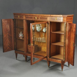 Antieke kast / Rijk ingelegde Hollandse vitrine in notenhouten "Credenza" ca. 1890 gesigneerd Mutters (No.470743)