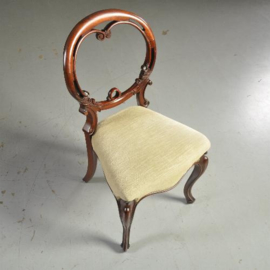 Antieke stoelen / Stel van 4 zeer fijn gestoken Victoriaanse stoelen ca. 1870 in lichte rib-velours (No.440312)