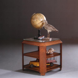 Antieke bijzettafels / Hollandse vierkante art deco / Amsterdamse school salontafel ca. 1920 wortelnoten  (No.671932)