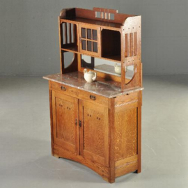 Antieke kast  / Buffet Amsterdamse school Gemerkt Jac. van den Bosch ca. 1915 eikenhout (No.003202)